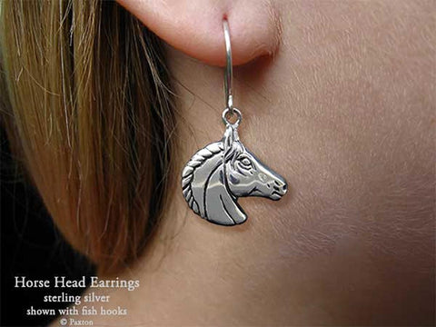 Horse Head Earrings fishhook sterling silver