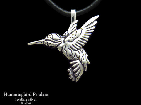 Hummingbird Pendant Necklace Sterling Silver