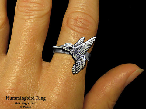 Hummingbird ring sterling silver