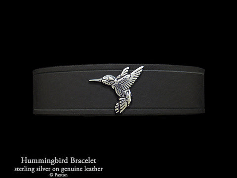 Hummingbird on Leather Bracelet