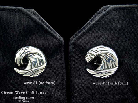 Ocean Wave Cuff Links sterling silver