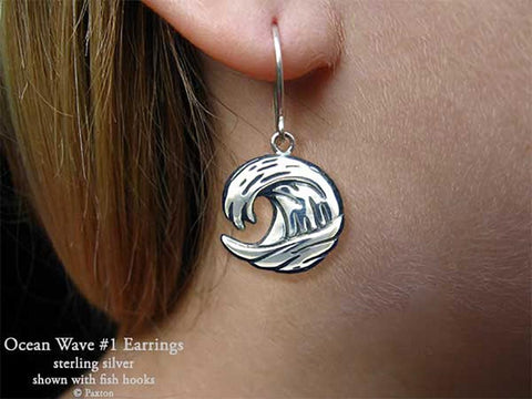 Ocean Wave Earrings fishhook sterling silver