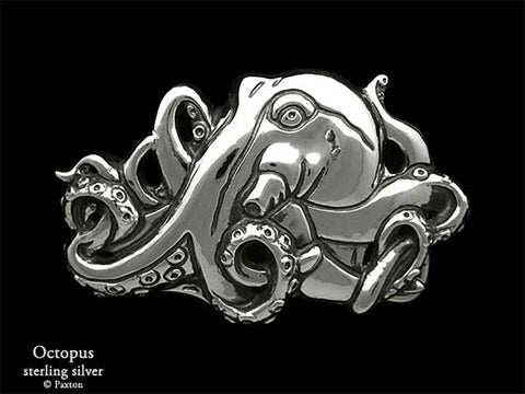 Octopus Belt Buckle sterling silver