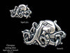 Octopus Lapel Pin Brooch sterling silver