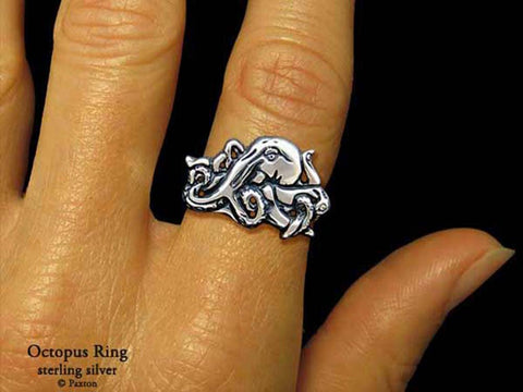 Octopus ring sterling silver