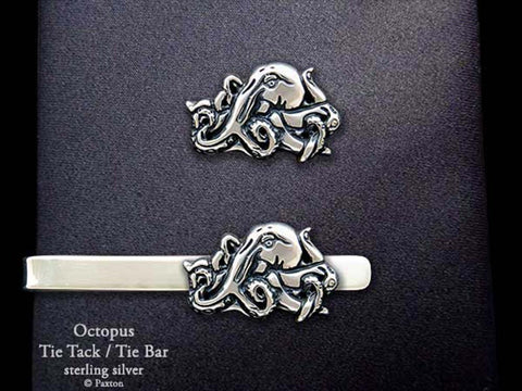 Octopus Tie Tack Tie Bar sterling silver