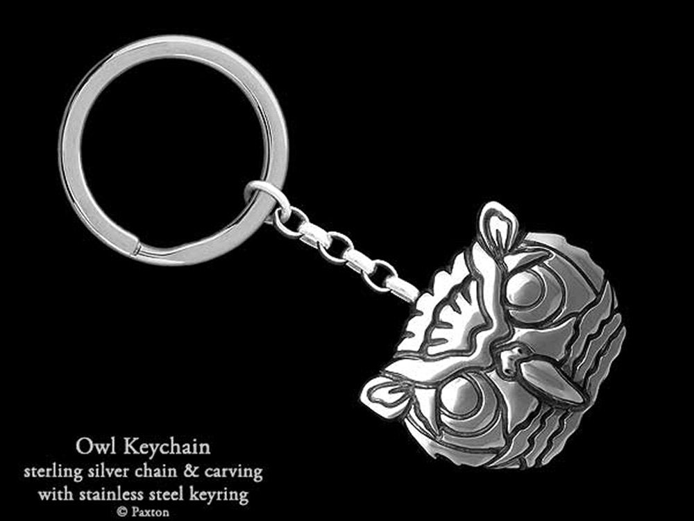 Owl Head Key Chain Sterling Silver