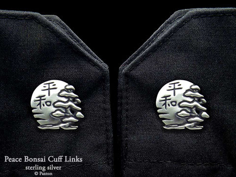 Peace Bonsai Cuff Links sterling silver