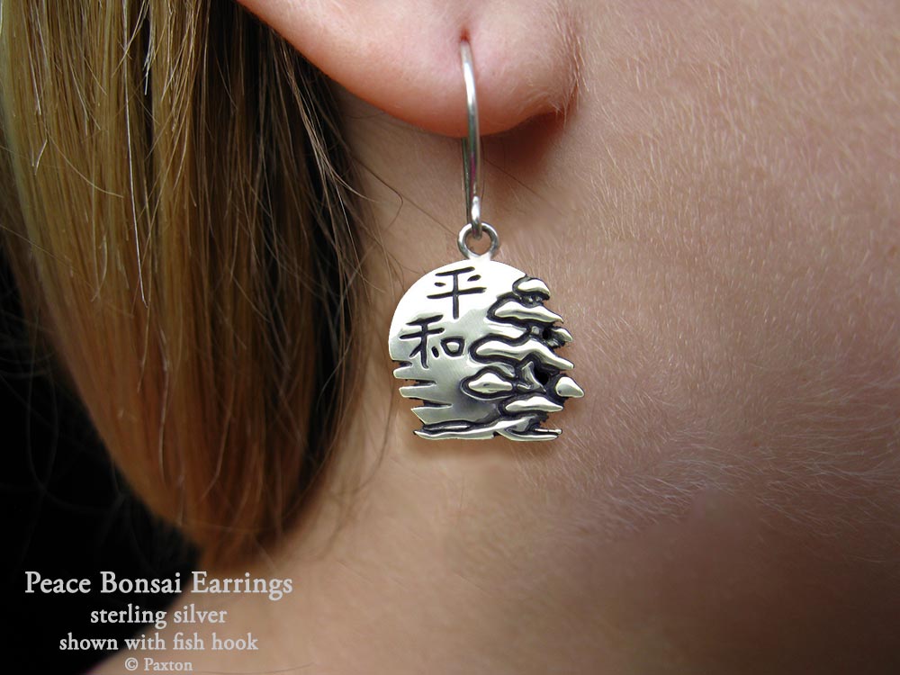 Peace Bonsai Earrings fishhook sterling silver