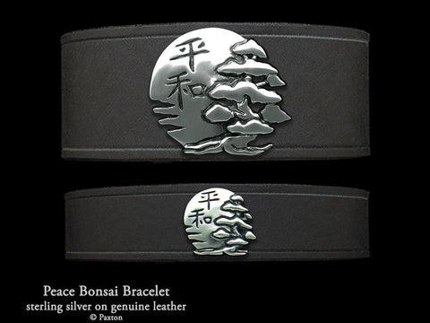 Peace Bonsai on Leather Bracelet