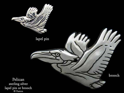 Pelican Lapel Pin Brooch sterling silver
