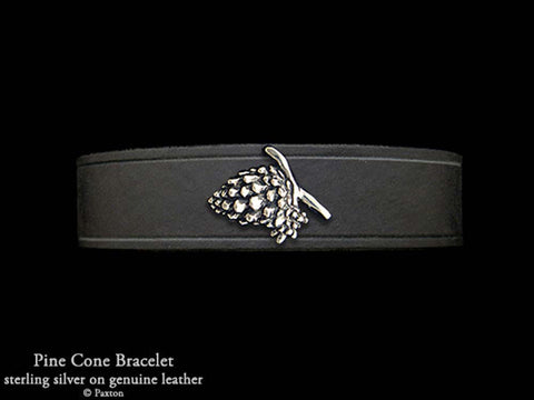 Pine Cone on Leather Bracelet