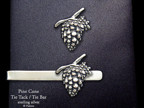 Pine Cone Tie Tack Tie Bar sterling silver