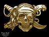 Pirate Skull Belt Buckle yellow brass
