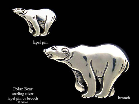 Polar Bear lapel Pin Brooch sterling silver