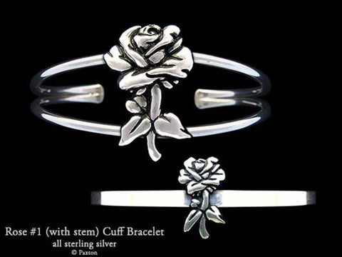 Rose #1 (with stem) Cuff Bracelet