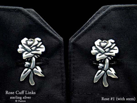 Rose Flower Cuff Links sterling silver