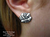 Rose Flower Earrings post back sterling silver