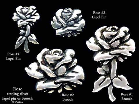 Rose Flower lapel Pin Brooch sterling silver
