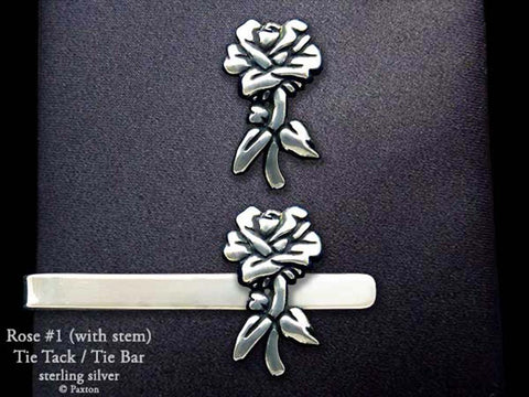Rose #1 Tie tack Tie bar sterling silver