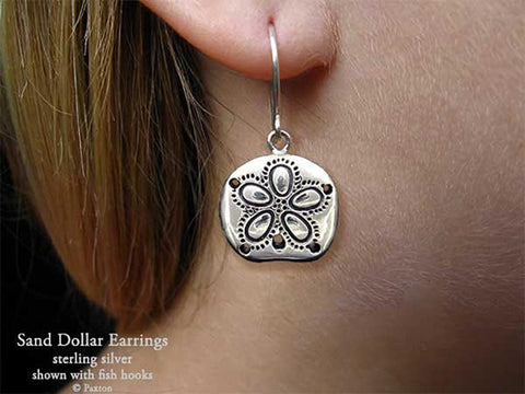 Sand Dollar Earrings fishhook sterling silver