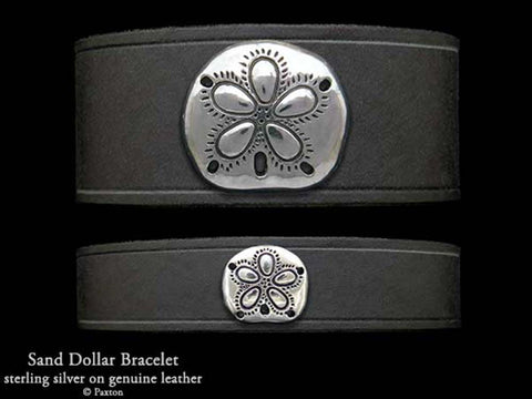 Sand Dollar on Leather Bracelet