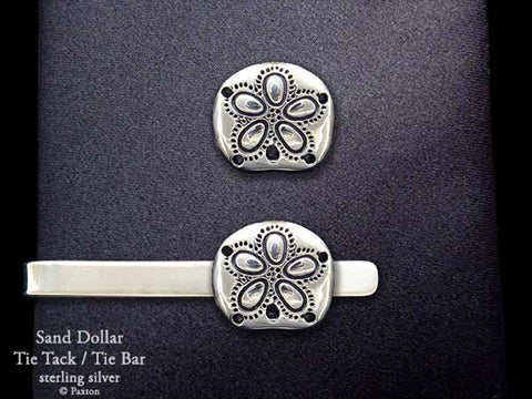 Sand Dollar Tie Tack Tie Bar sterling silver