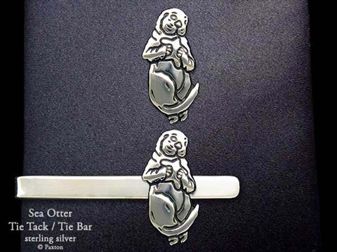 Sea Otter Tie Tack Tie Bar sterling silver