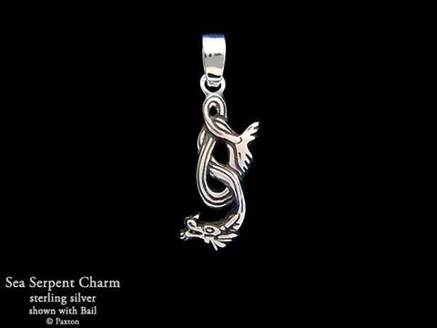 Sea Serpent Charm Necklace sterling silver