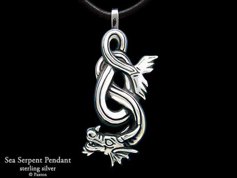 Sea Serpent Pendant Necklace sterling silver