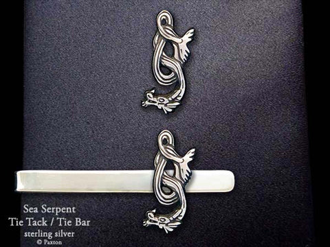 Sea Serpent Tie tack Tie Bar sterling silver