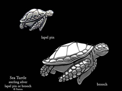 Sea Turtle Lapel Pin Brooch sterling silver