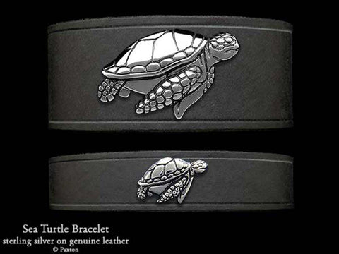 Sea Turtle on Leather Bracelet