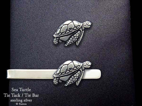 Sea Turtle Tie Tack Tie Bar sterling silver