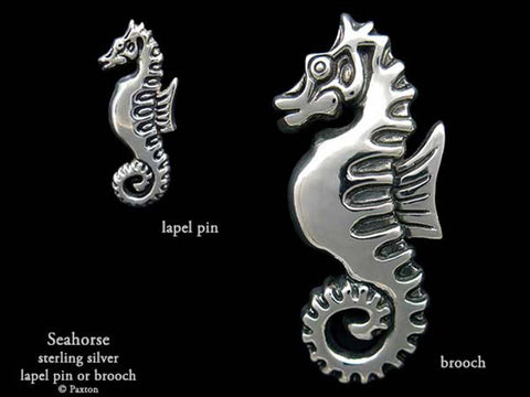 Seahorse Lapel Pin Brooch sterling silver
