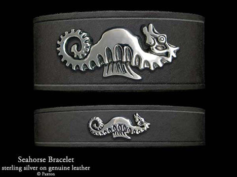 Seahorse on Leather Bracelet