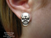 Skull Earrings post back sterling silver