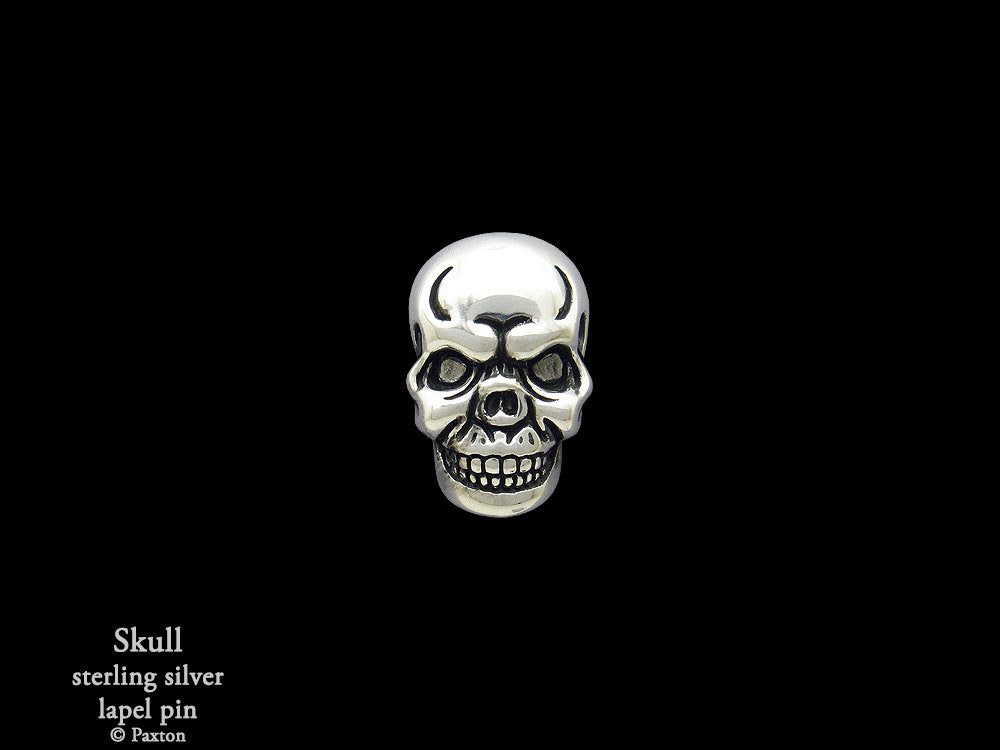 Skull lapel Pin sterling silver