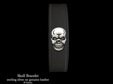 Skull on Leather Bracelet