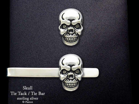 Skull Tie Tack Tie Bar sterling silver