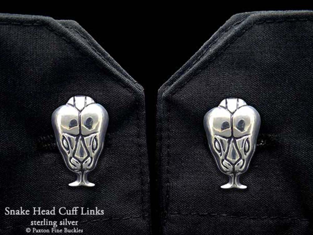 Snake Head Cuff Links sterling silver