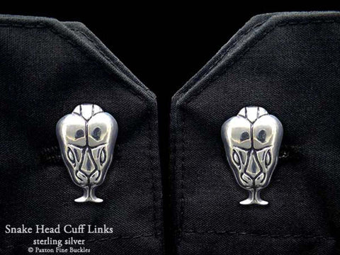 Snake Head Cuff Links sterling silver