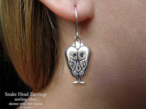 Snake Head Earrings fishhook sterling silver