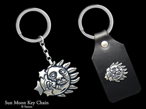 Sun Moon Key Chain Sterling Silver