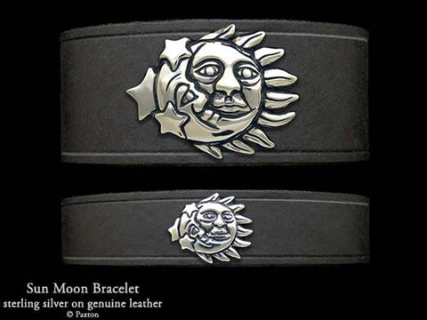 Sun Moon on Leather Bracelet