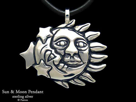 Sun Moon Pendant Necklace sterling silver