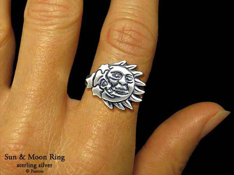 Sun Moon ring sterling silver