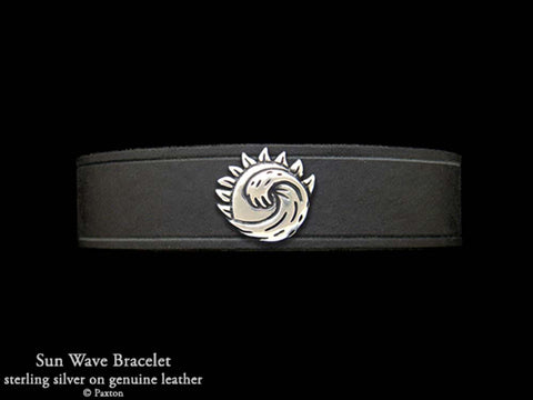 Sun Wave on Leather Bracelet