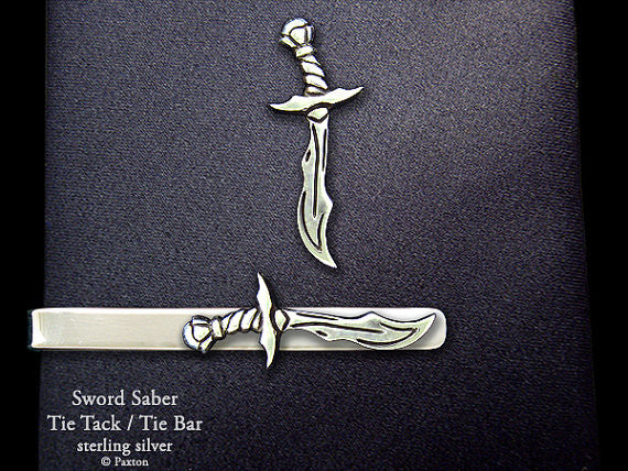 Sword Saber Tie Tack Tie Bar sterling silver