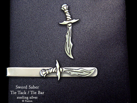 Sword Saber Tie Tack Tie Bar sterling silver